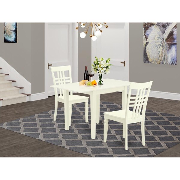 East West Furniture 3 Piece Norden Dining Table Set - Linen White NDLG3-LWH-W - main